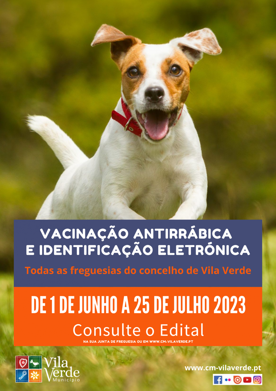 Calendarização da Campanha de Vacinação Antirrábica e Identificação Eletrónica -  Atiães- 12 de julho 2023 entre as 17h e as 18h.30m